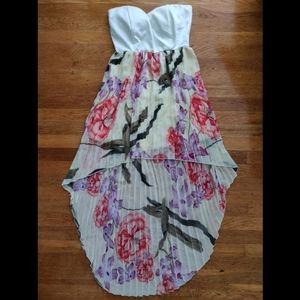 White High-Low Floral Dress